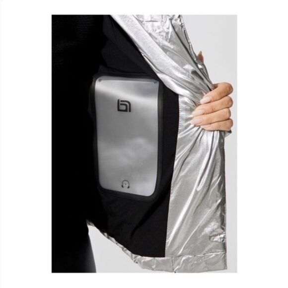 Blanc Noir silver metallic black snow puffer coat jacket m medium apre ski - Picture 3 of 9